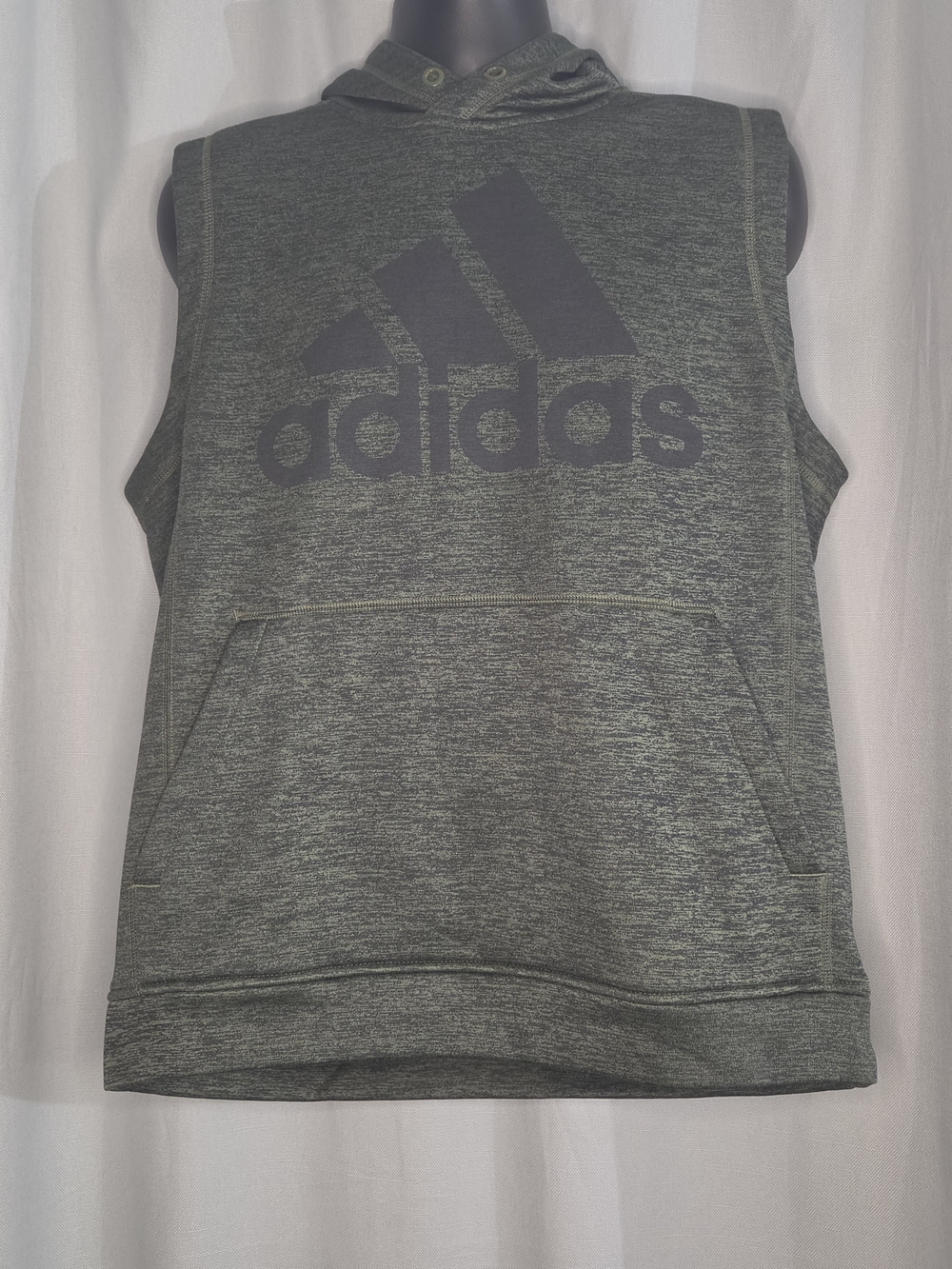 ADIDAS Size L Large Sleeveless Hoodie in Deep Green
